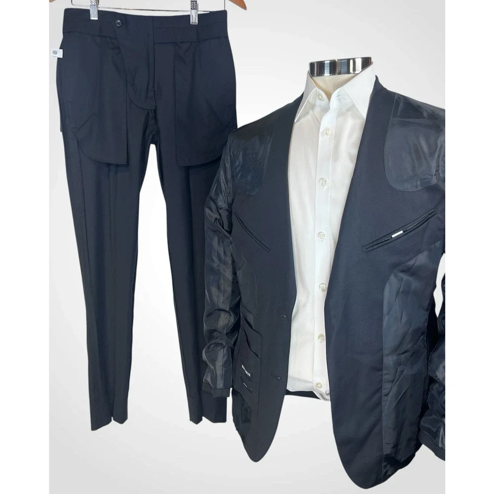 Bonobos Jetsetter Black Suit 36R 29x30 Standard Fit Wool Stretch NWOT